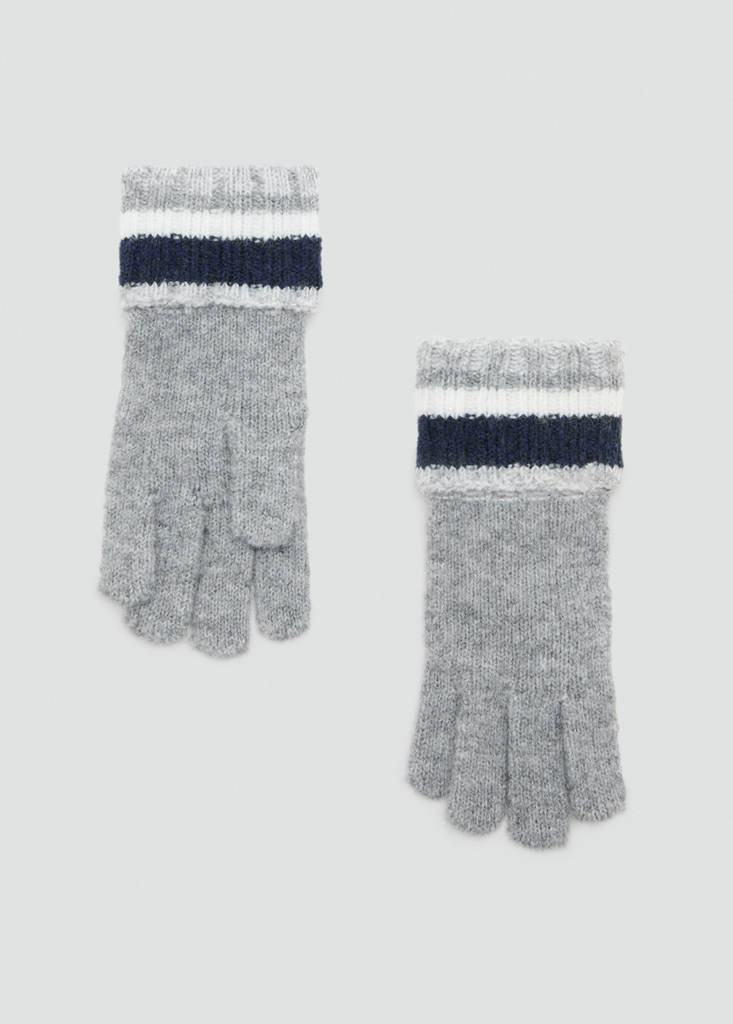 Striped knit gloves — Grey