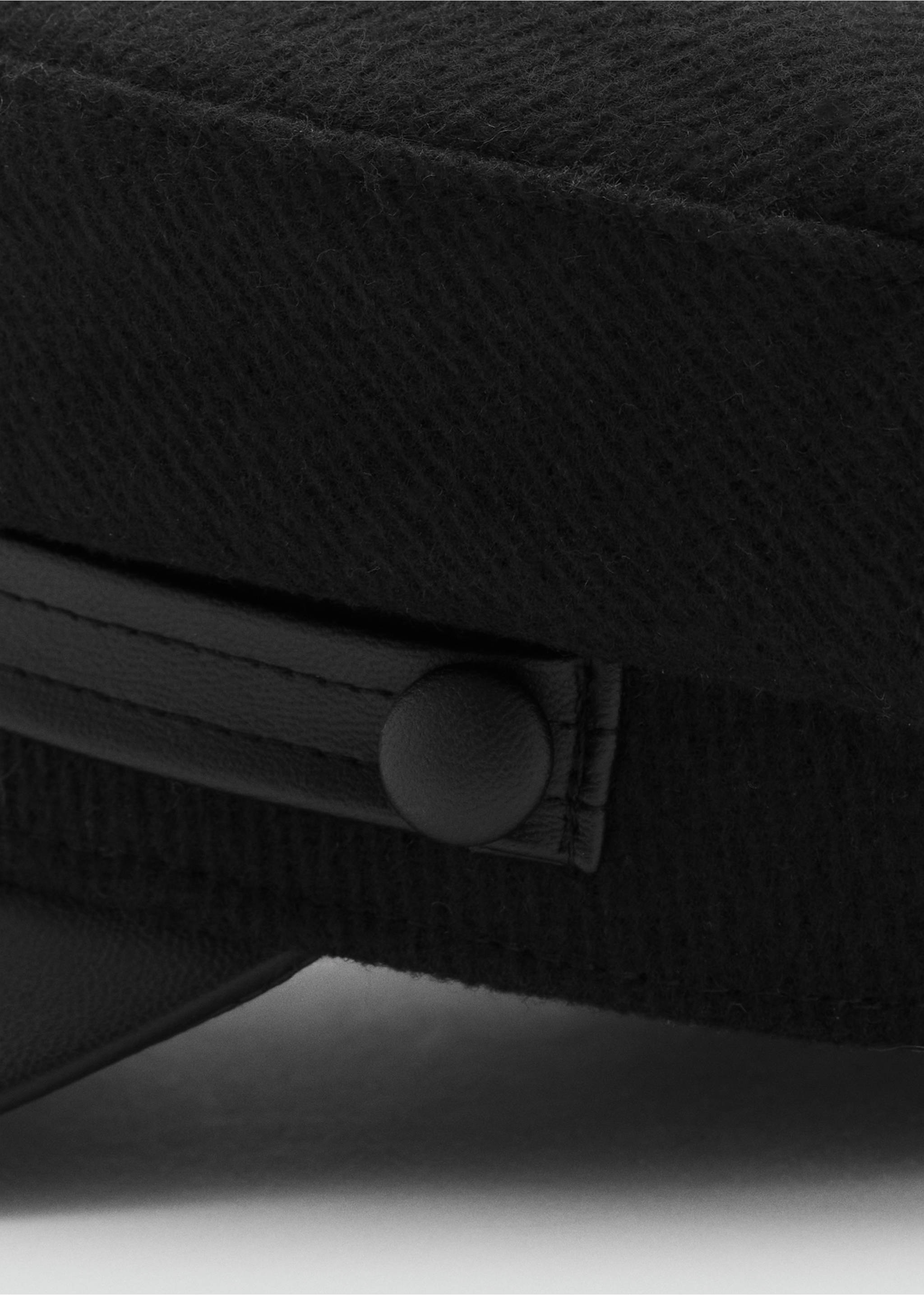 Casquette baker laine mélangée combiné - Détail de l'article 2, Noir. Ref: 17065991-00.