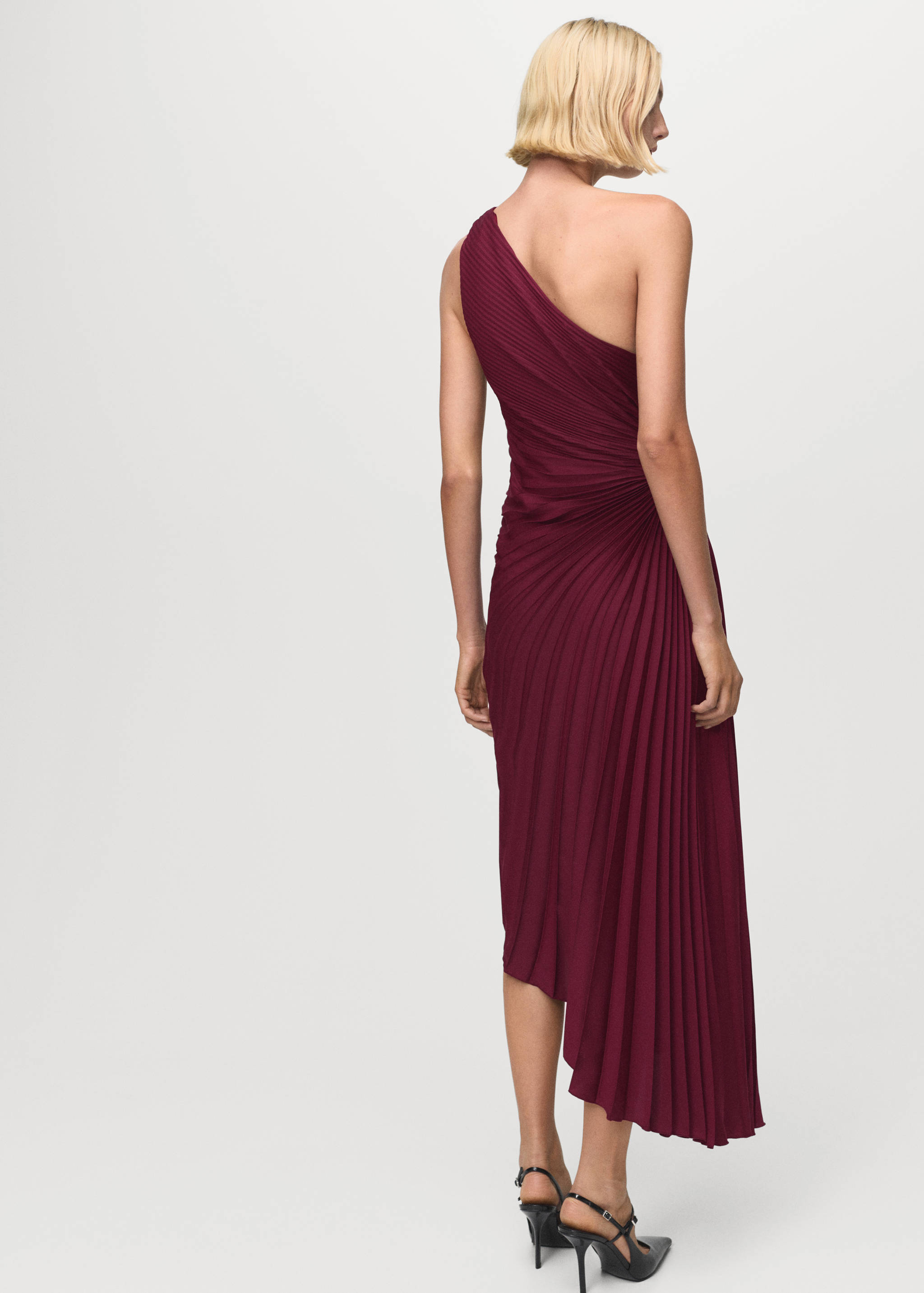 Vestido asimétrico plisado abertura - Reverso del artículo