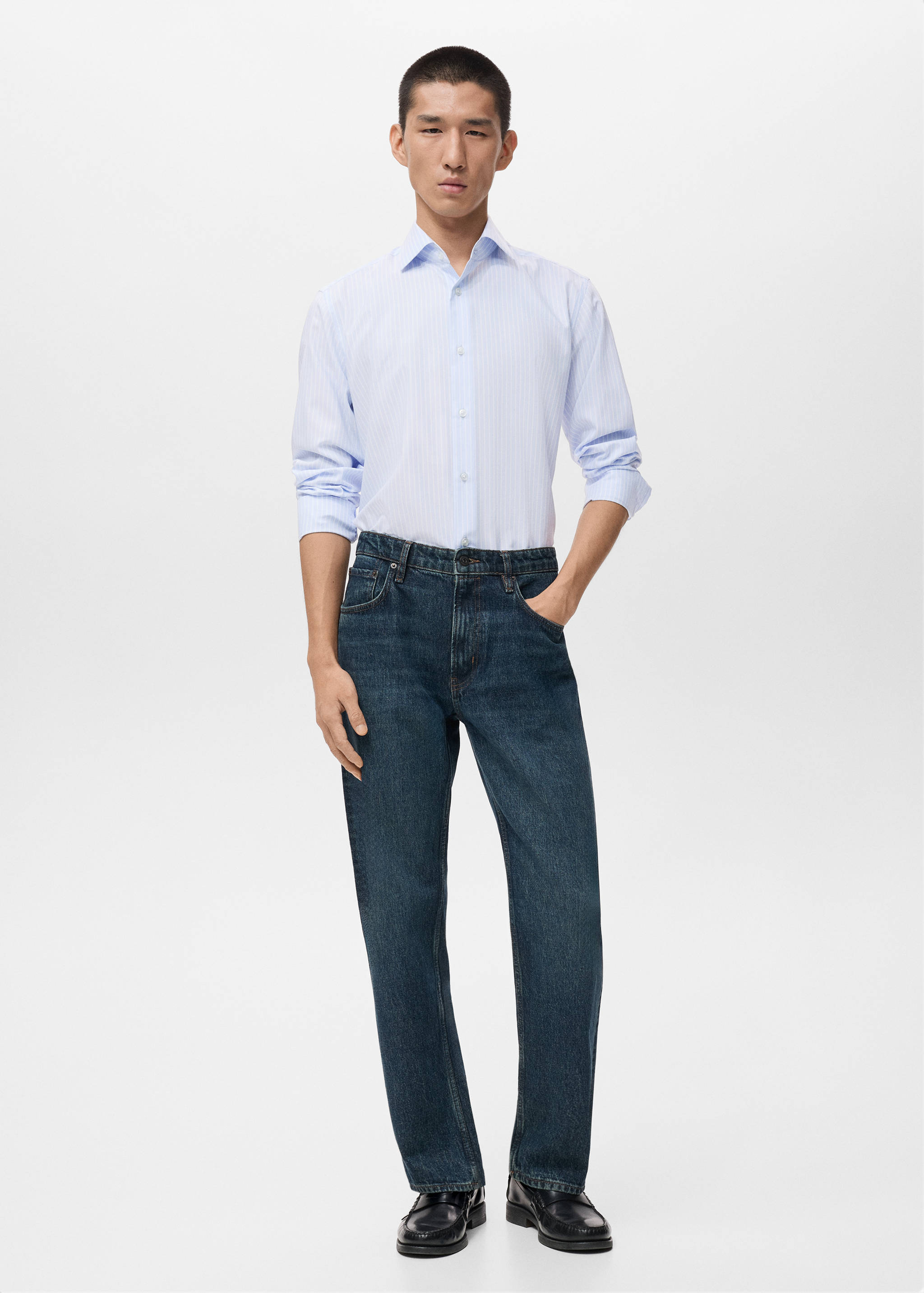 Chemise 100 % coton rayures slim-fit - Plan général