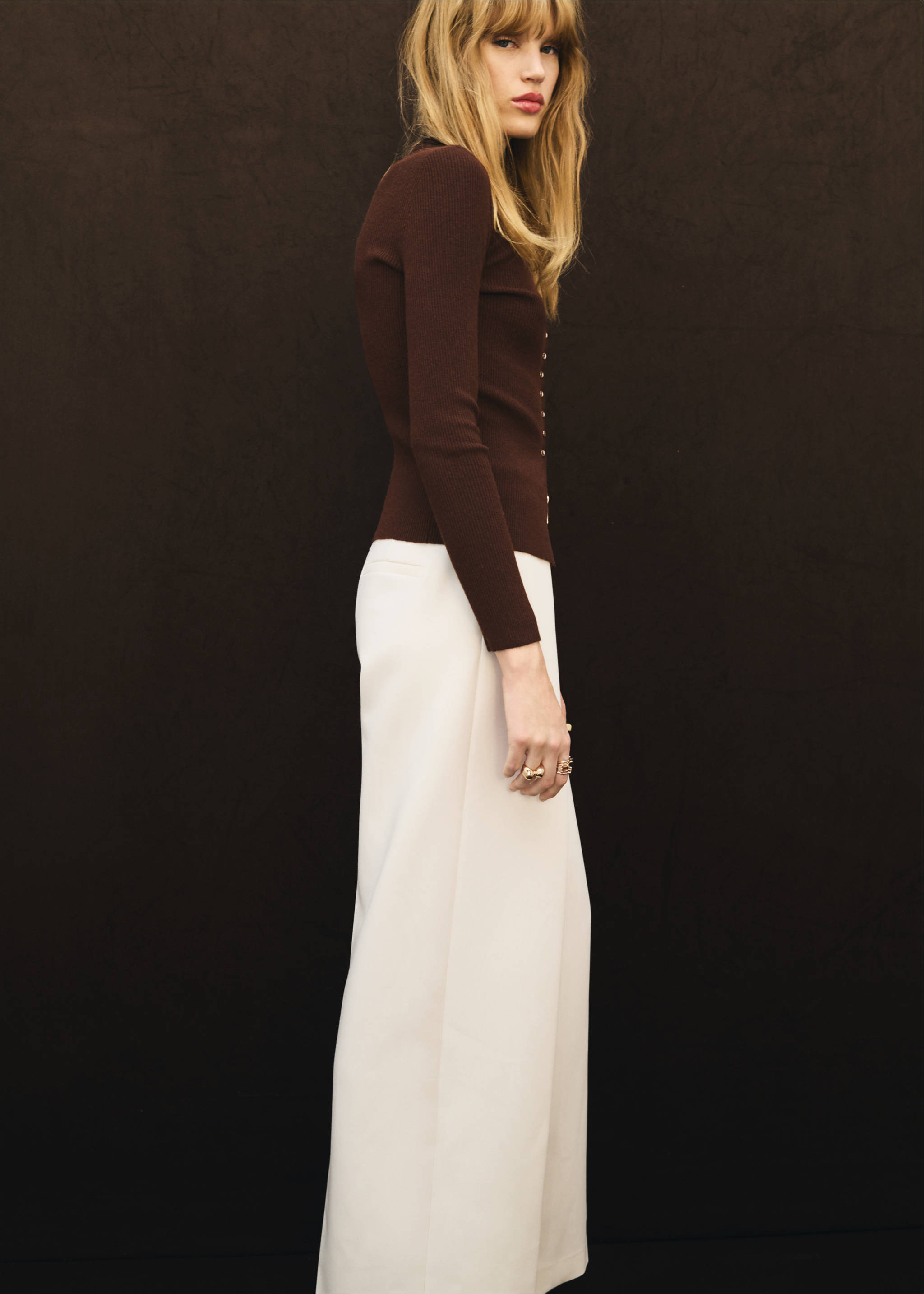 Брюки со складками и молнией - Деталь изделия 1, Экрю. Ref: 17066002-00.