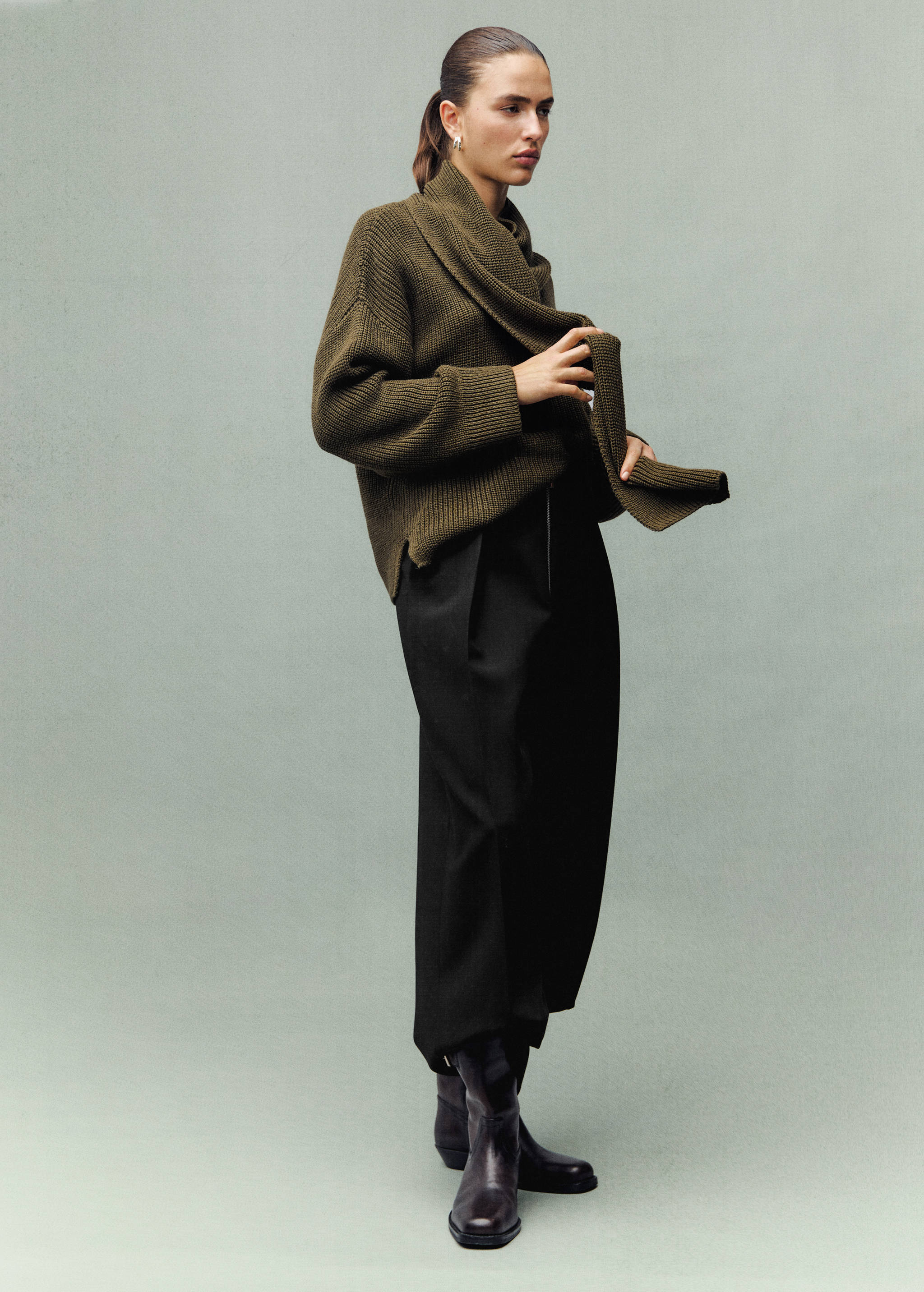 Pleated pants with zipper - General plane