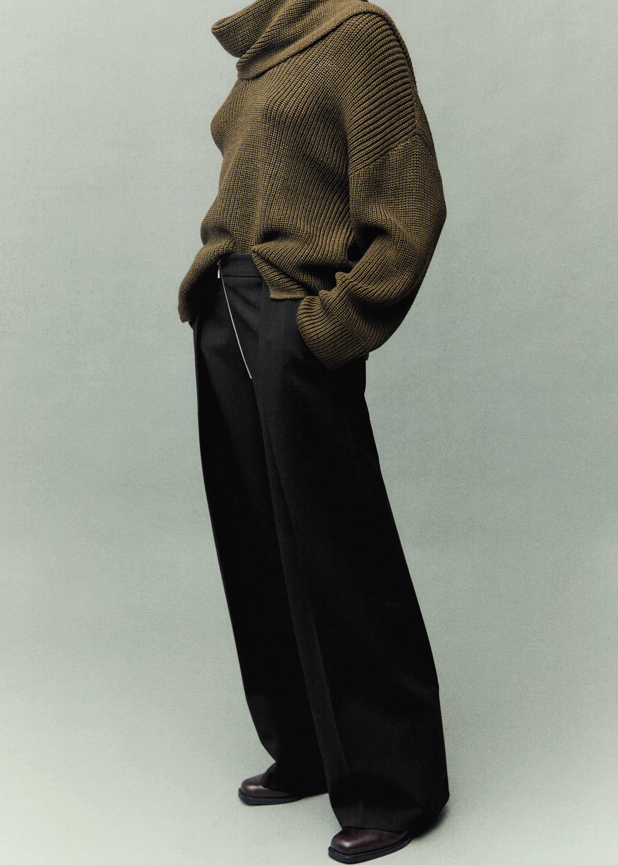 Pleated pants with zipper - Medium plane