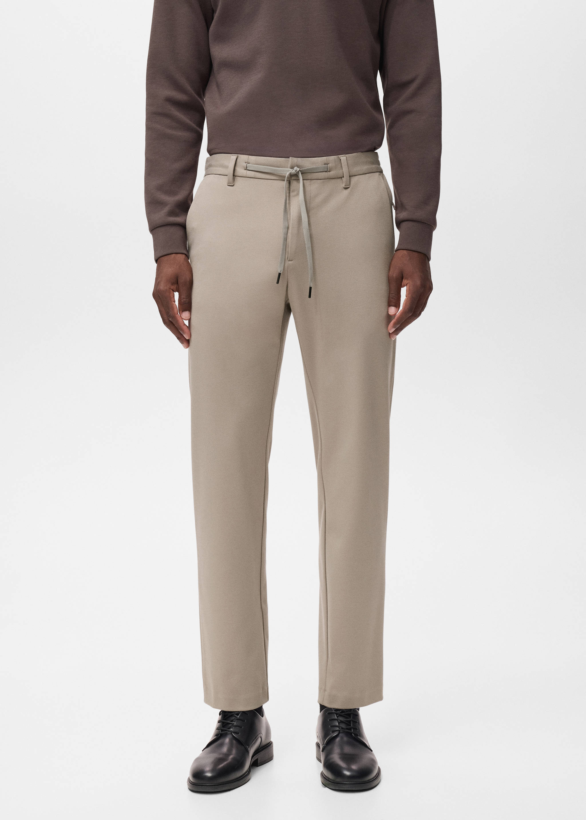 Stretch fabric slim-fit pants with drawstring - Medium plane