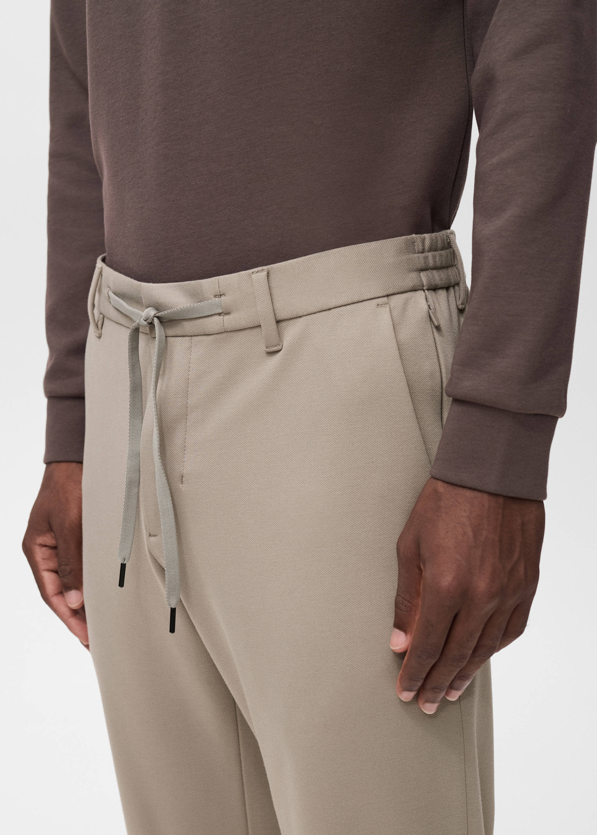 Stretch fabric slim-fit pants with drawstring - Details of the article 1
