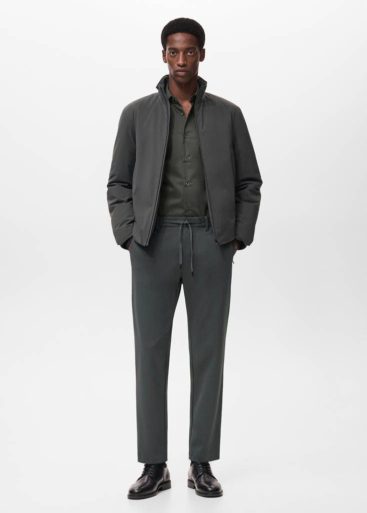 MANGO MAN - Pantalon slim-fit comfort stretch cordon vert foncé - 44