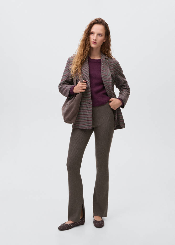 Ribbed flared trousers — Medium Brown