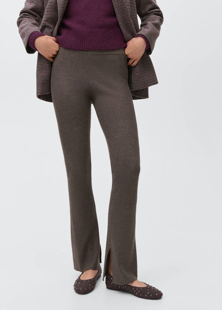 Ribbed flared trousers — Medium Brown