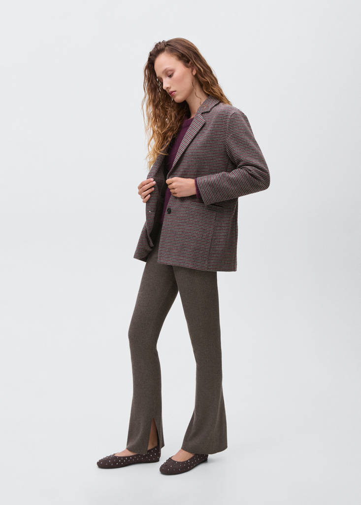 Ribbed flared trousers — Medium Brown