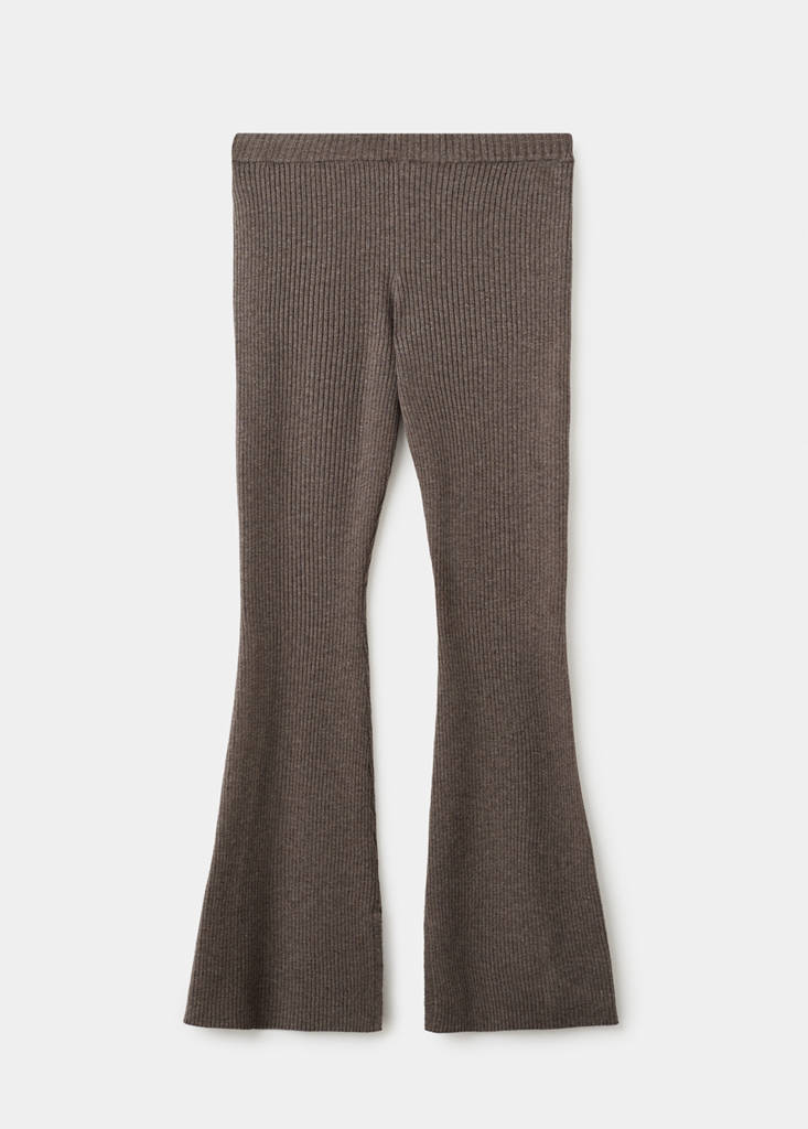 Ribbed flared trousers — Medium Brown