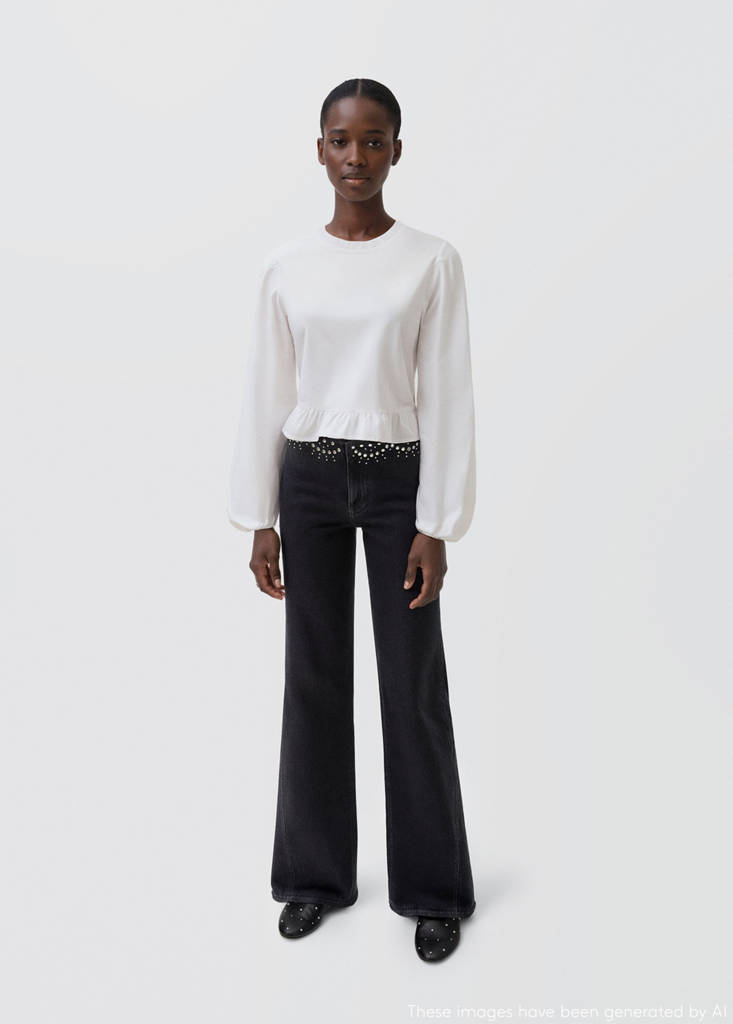 Ruffled cotton blouse — Off White