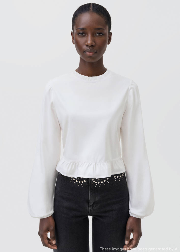 Ruffled cotton blouse — Off White