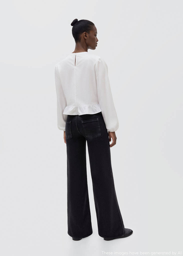 Ruffled cotton blouse — Off White
