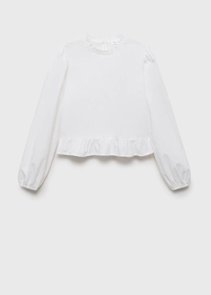 Ruffled cotton blouse — Off White