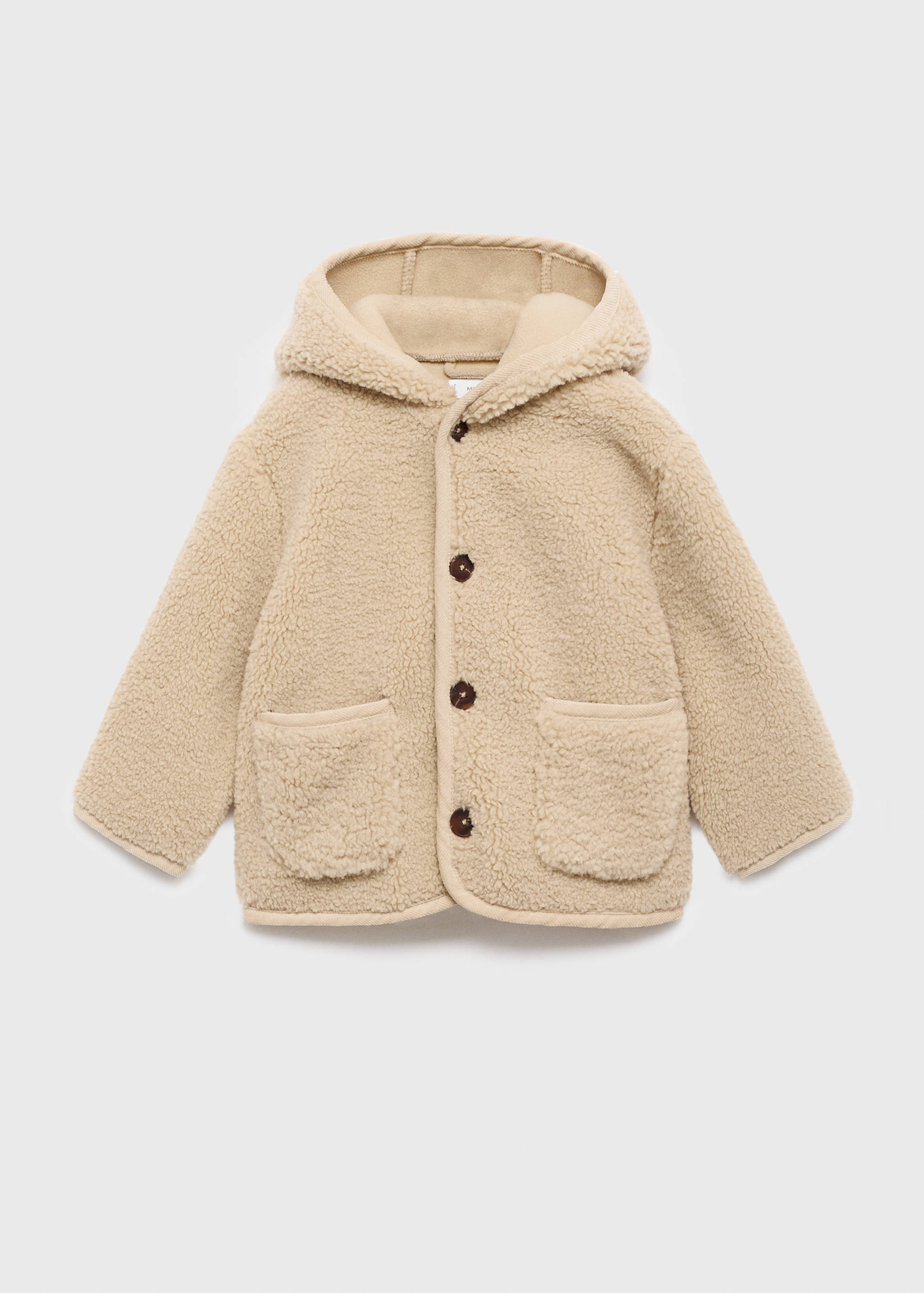 Shearling-effect hooded coat - Article without model