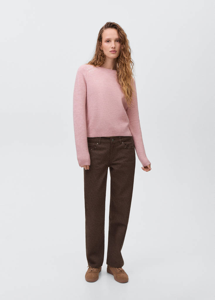 Wide leg leopard jeans — Chocolate