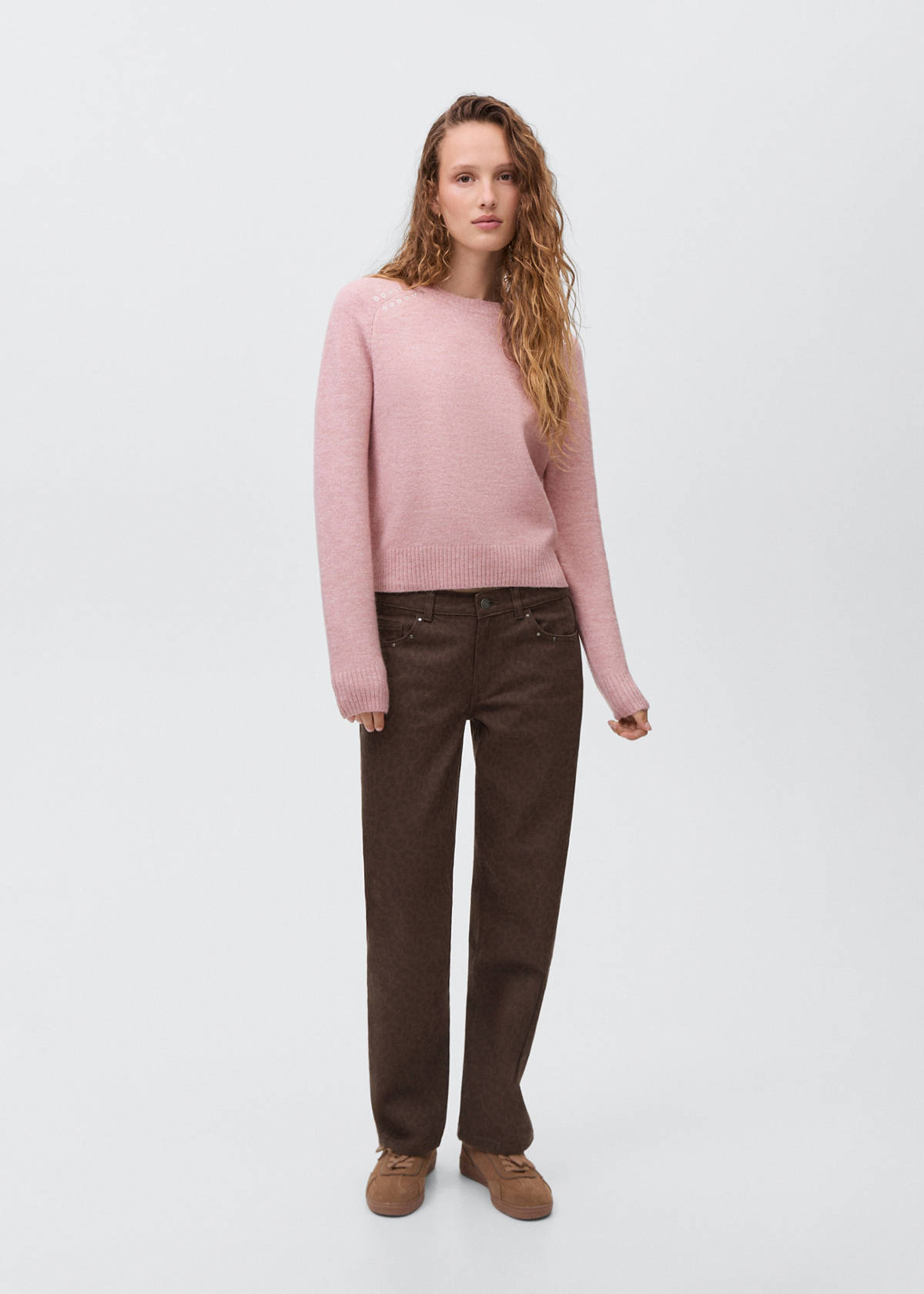 Wide leg leopard jeans — Chocolate