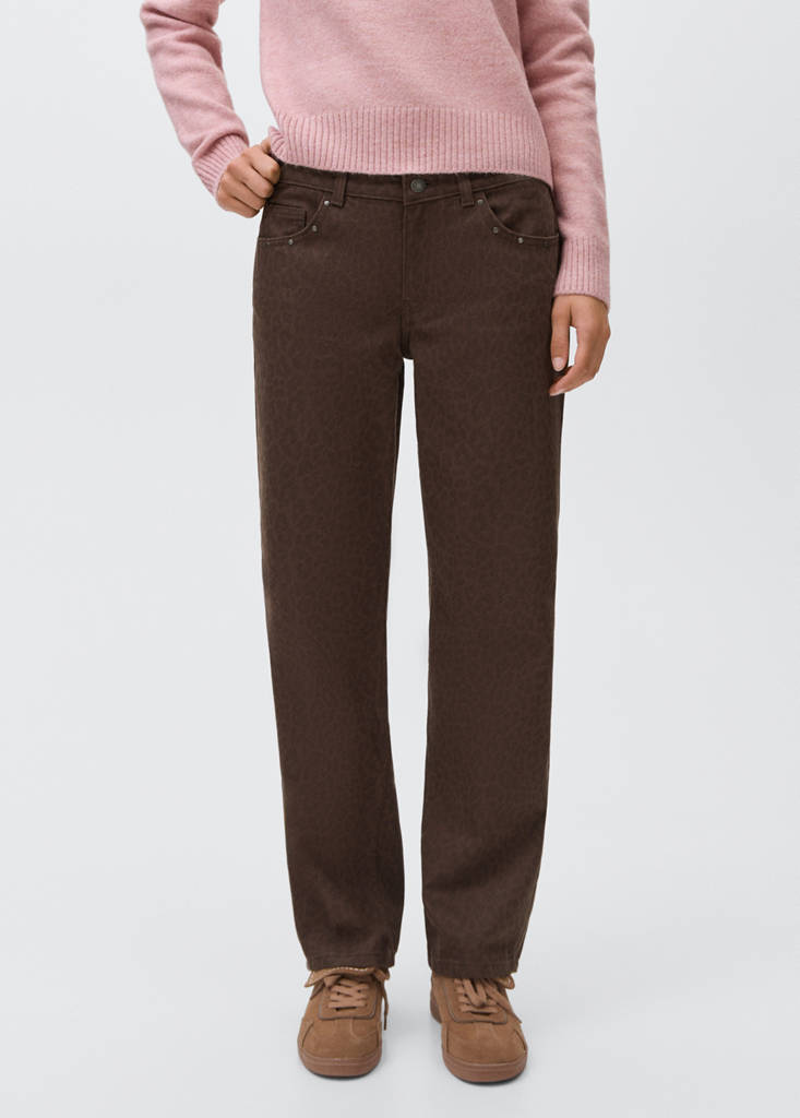 Wide leg leopard jeans — Chocolate