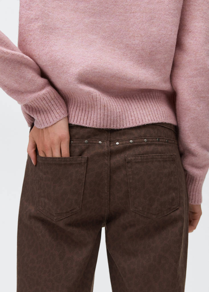 Wide leg leopard jeans — Chocolate