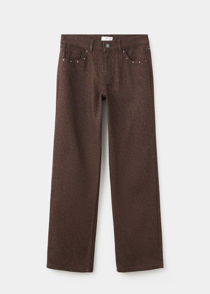 Wide leg leopard jeans — Chocolate