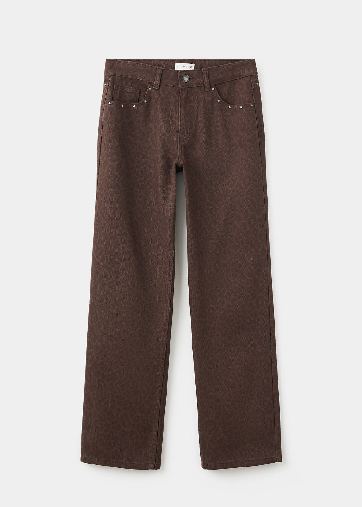 Wide leg leopard jeans — Chocolate