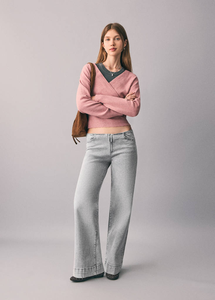 Low-waist studded jeans — Denim Grey