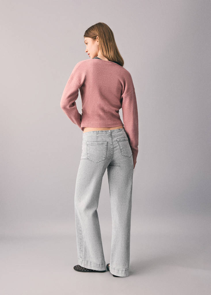 Low-waist studded jeans — Denim Grey