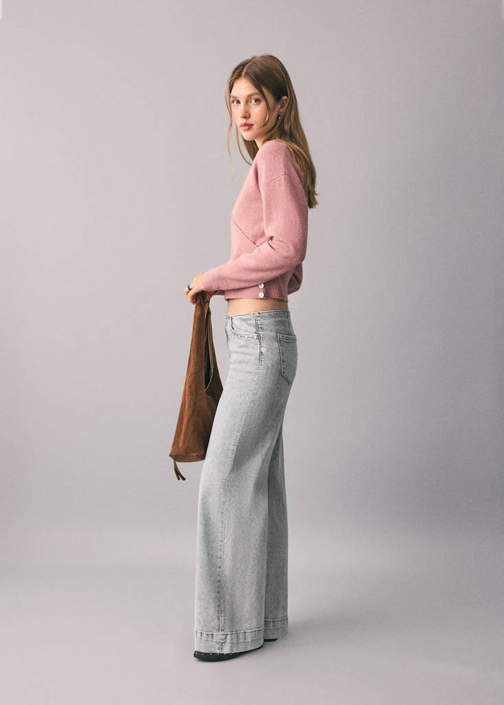 Low-waist studded jeans — Denim Grey