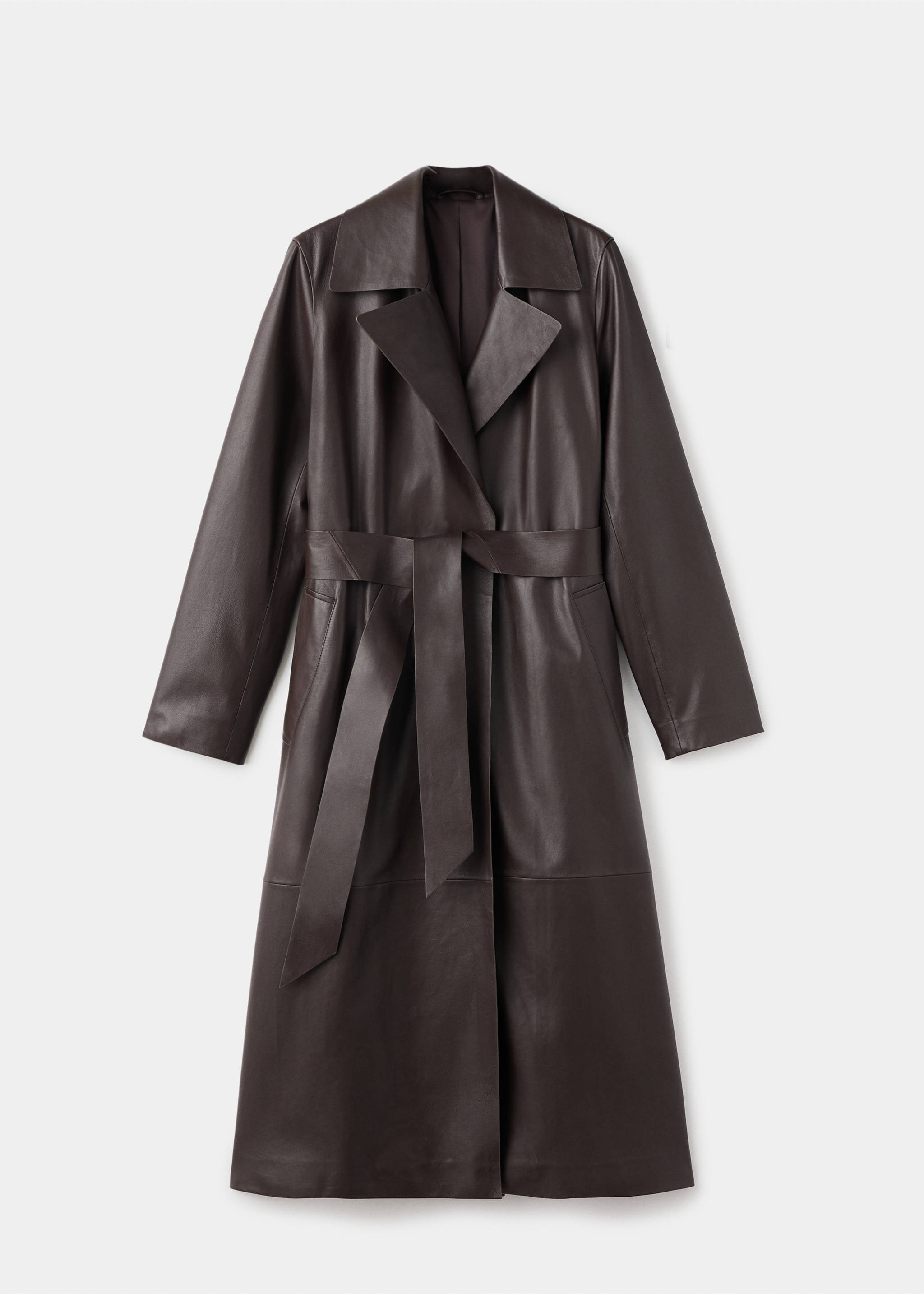 100% leather trench coat with belt - Article without model, Brown. Ref: 17066343-00.