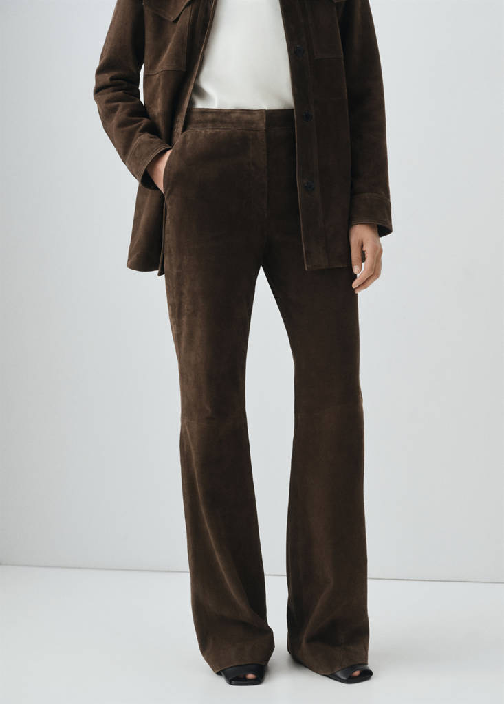 100% suede flared trousers - thumbnail 2