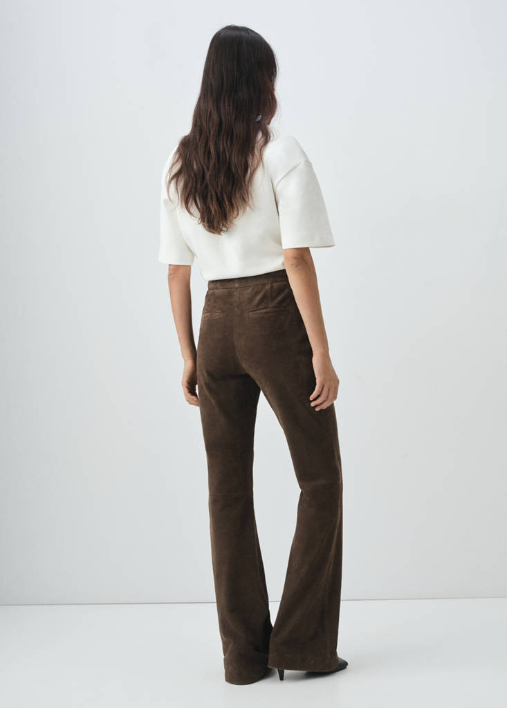 100% suede flared trousers - thumbnail 3