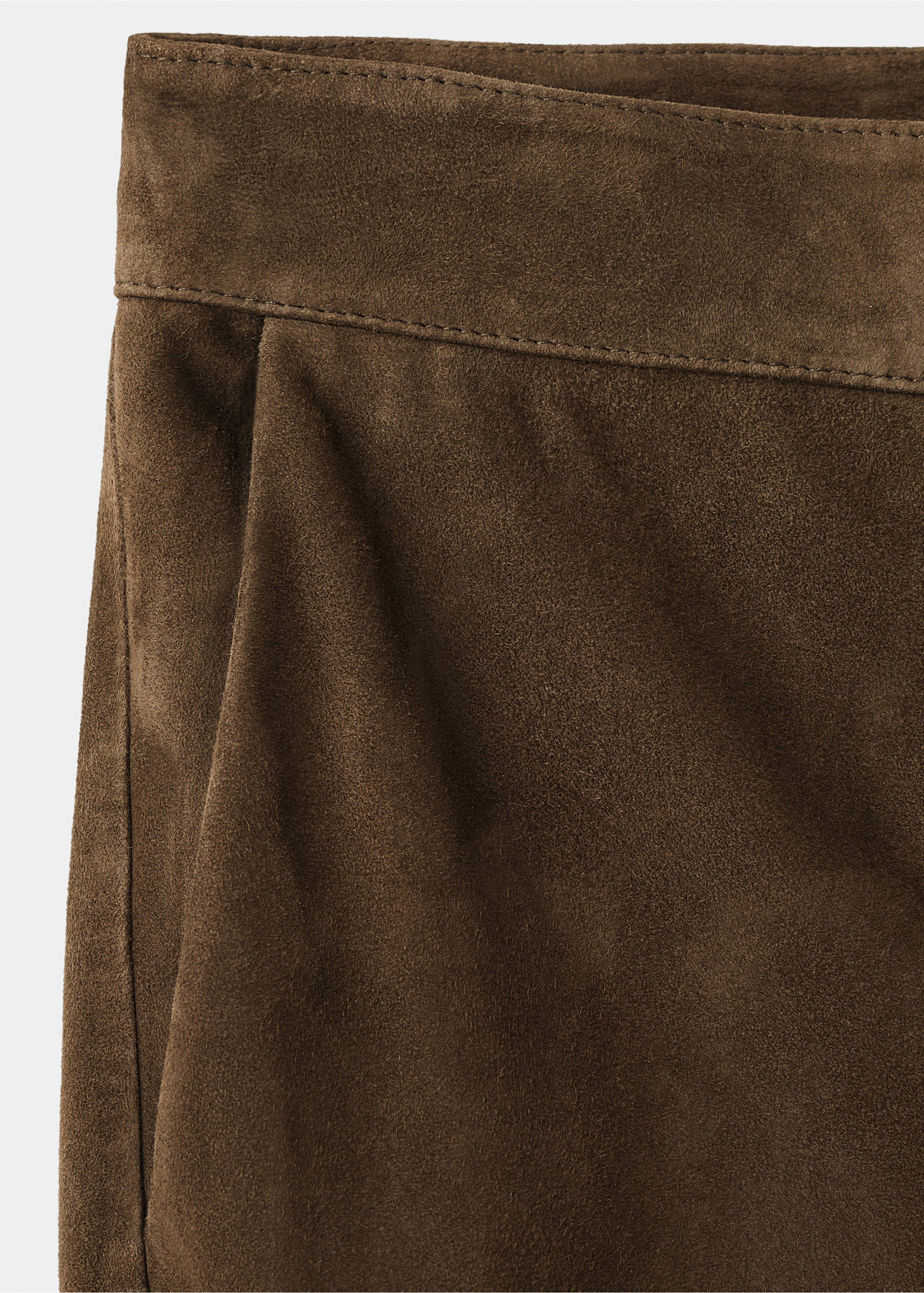 Pantalon évasé 100 % daim - Détail de l'article 0, Kaki. Ref: 17066344-00.