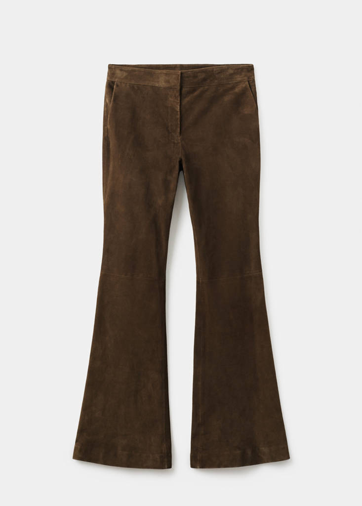 100% suede flared trousers - thumbnail 4