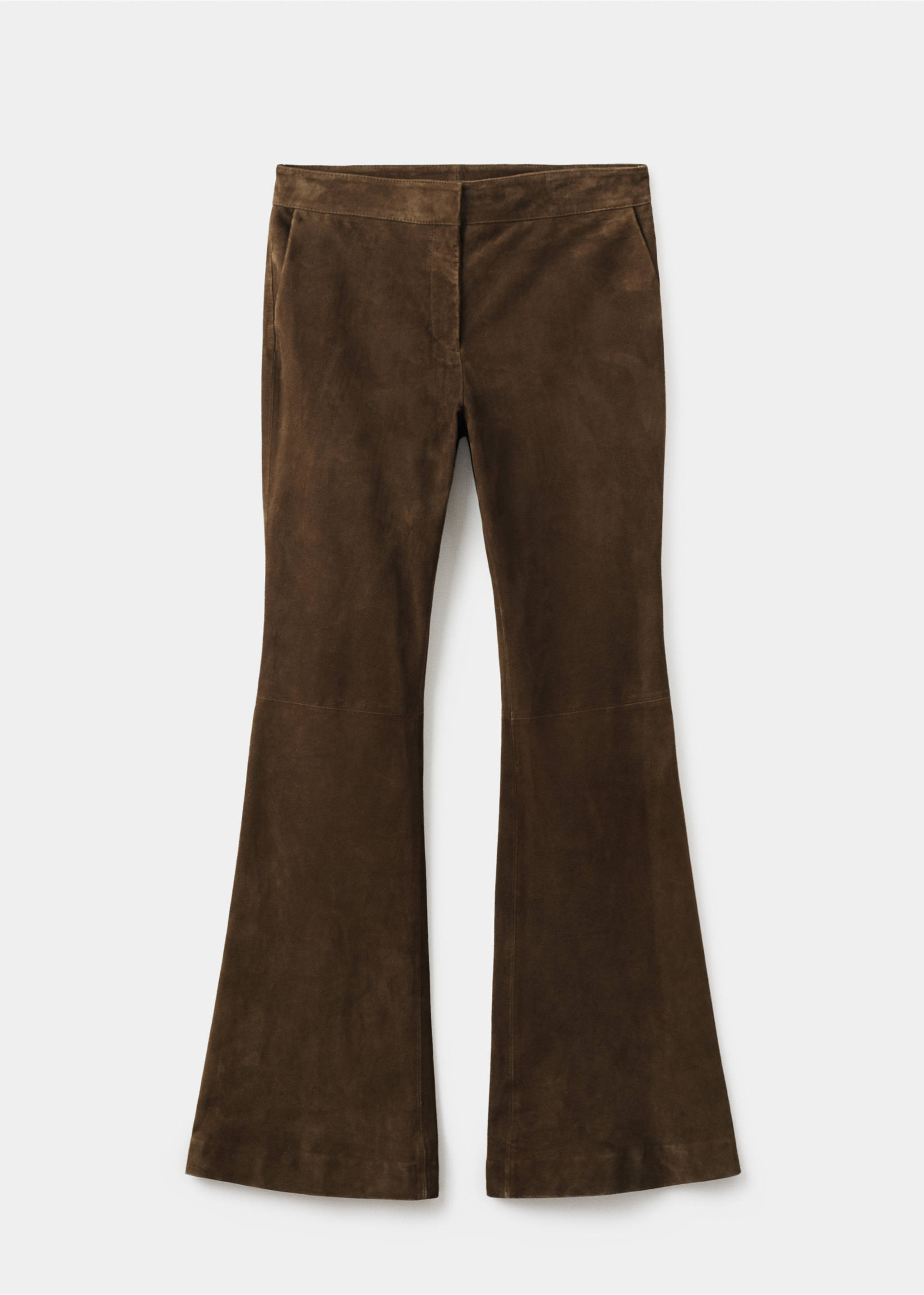 Pantalon évasé 100 % daim - Article sans modèle, Kaki. Ref: 17066344-00.