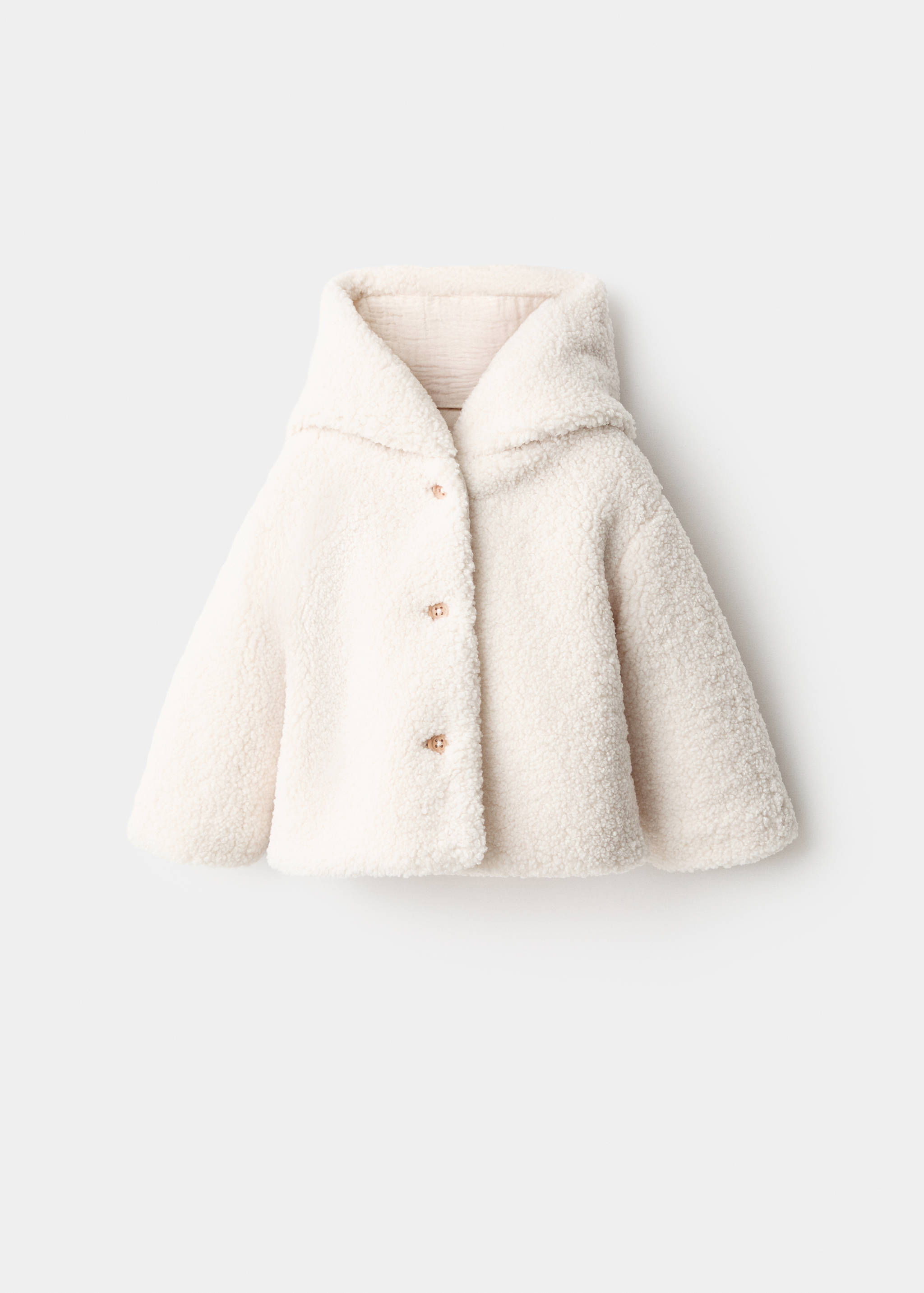 Shearling-effect hooded coat - Article without model