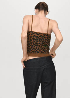 Leopard-print knitted top — Medium Brown 3