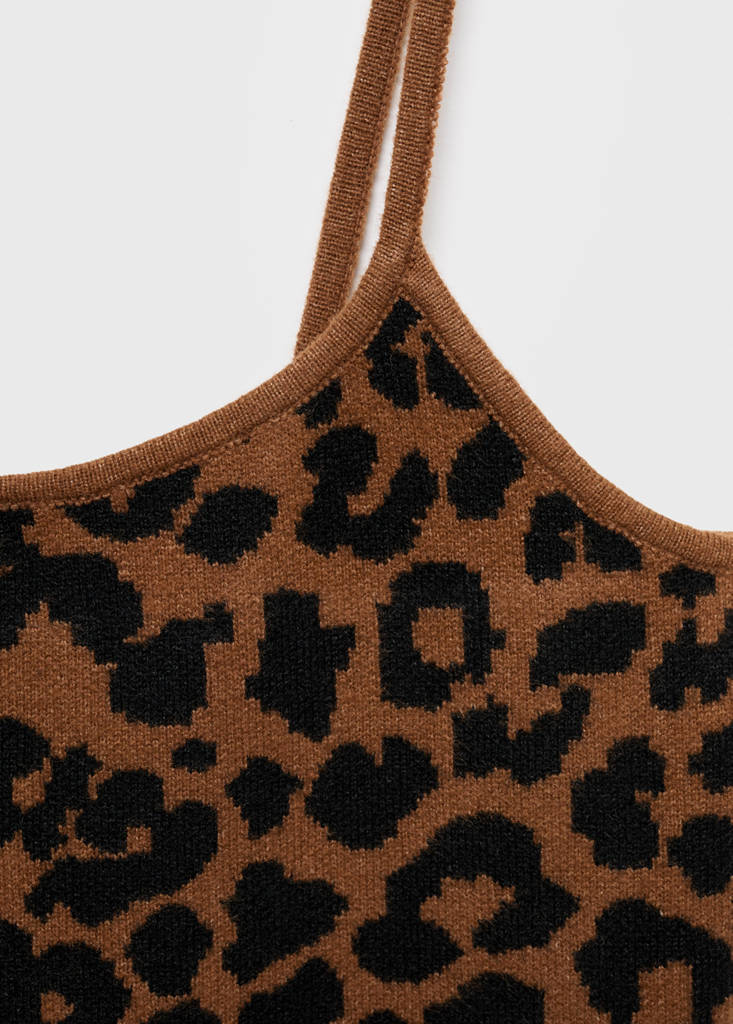 Leopard-print knitted top — Medium Brown