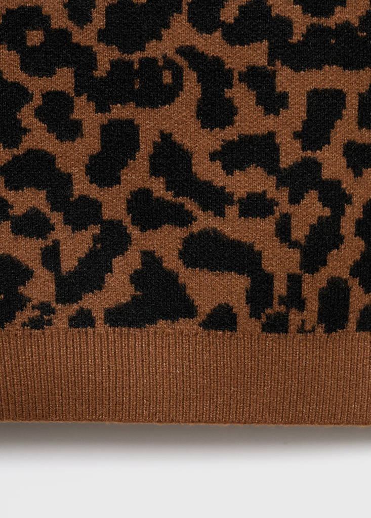 Leopard-print knitted top — Medium Brown