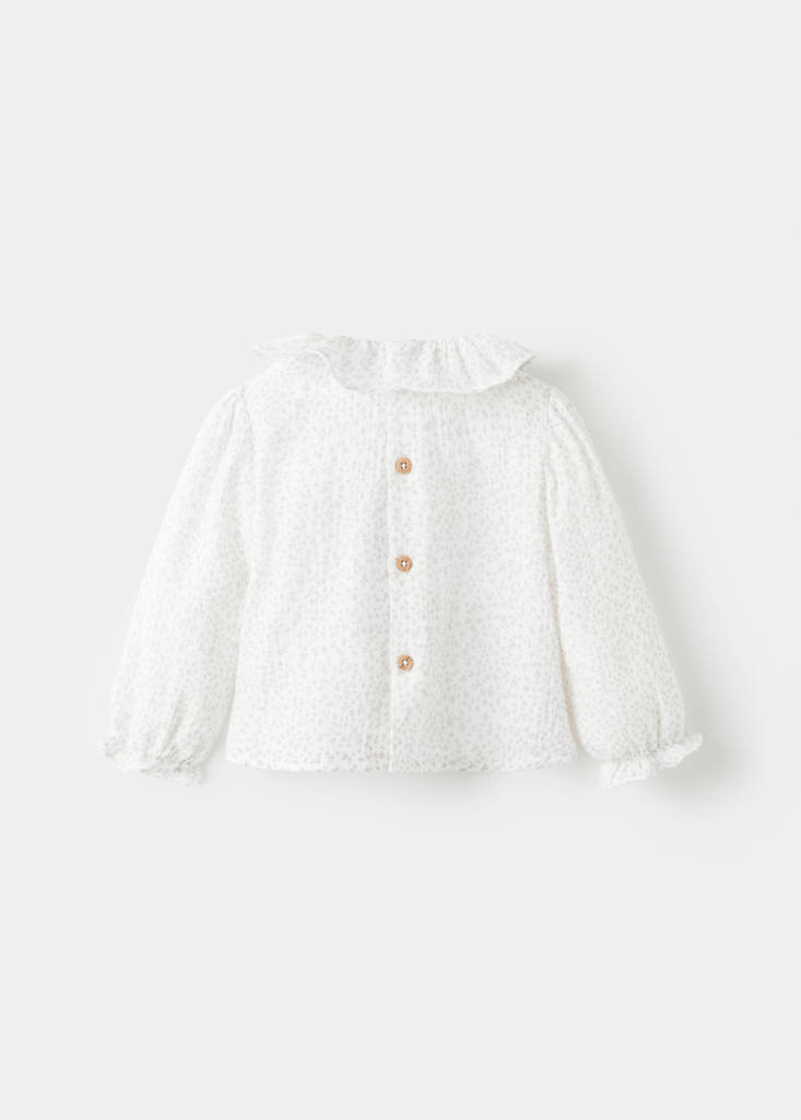 Floral-print cotton blouse — Off White