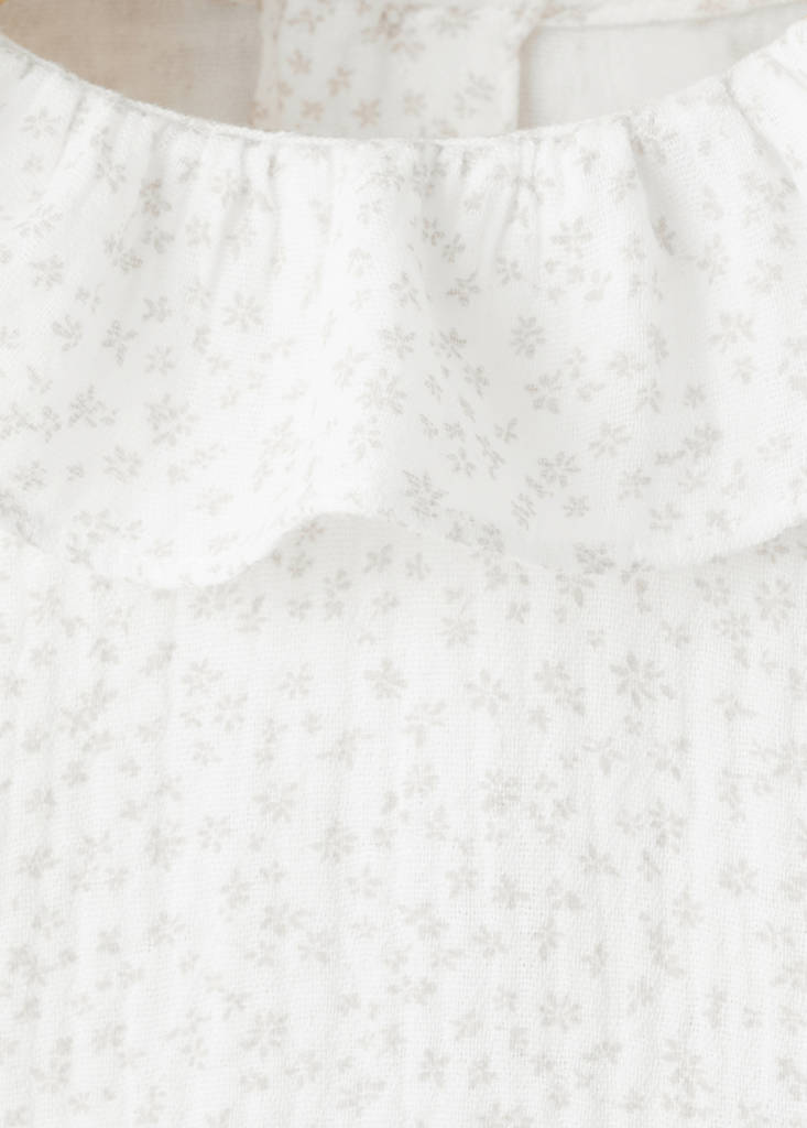 Floral-print cotton blouse — Off White