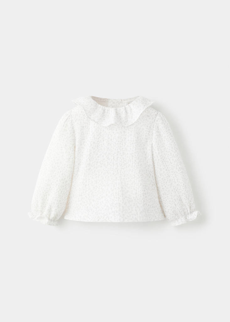 Floral-print cotton blouse — Off White