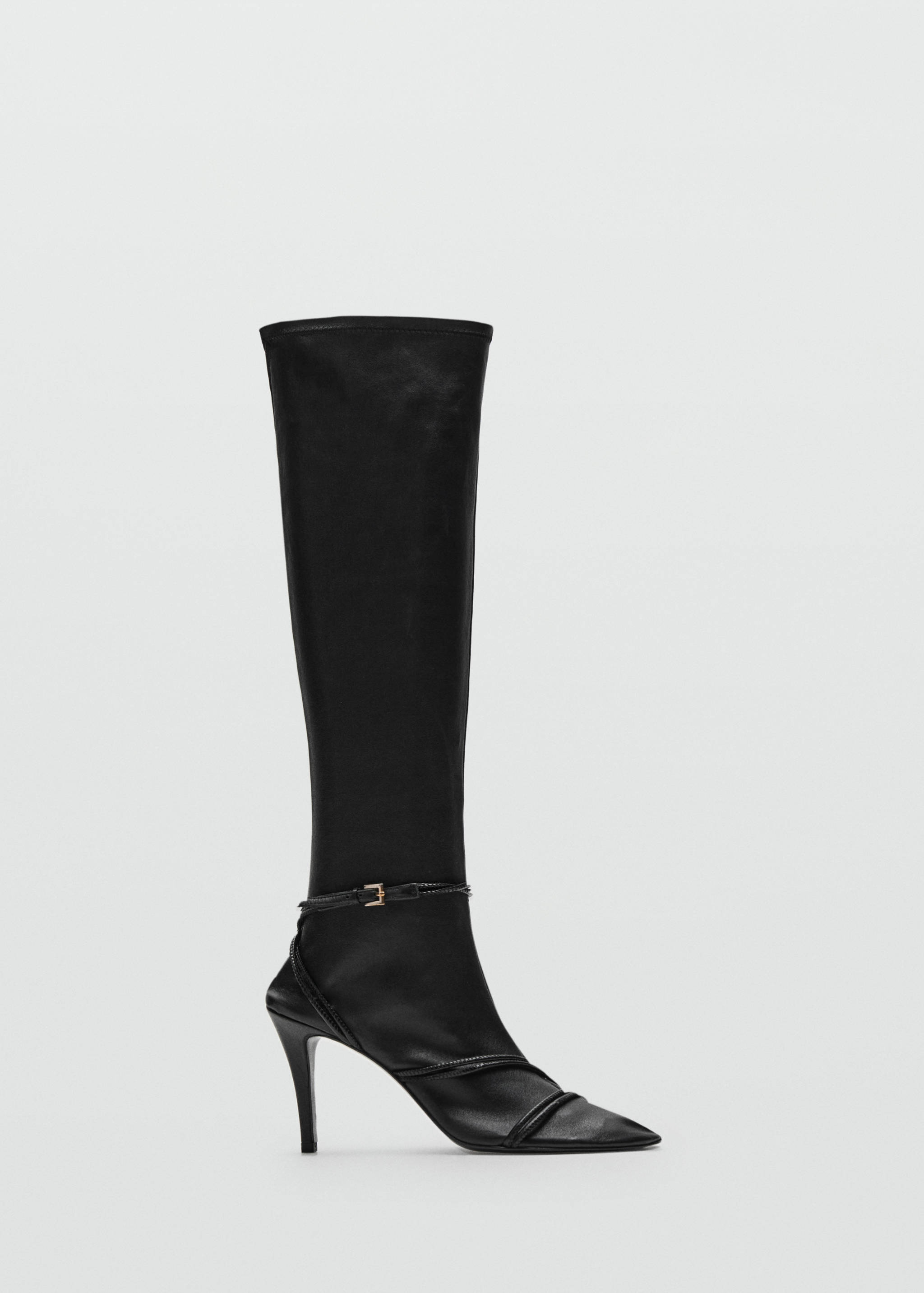 High leather boots with straps - Article without model