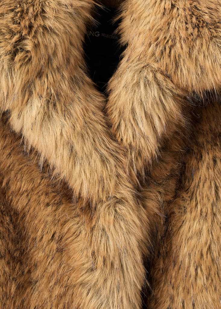 Faux-fur jacket with lapels — Brown