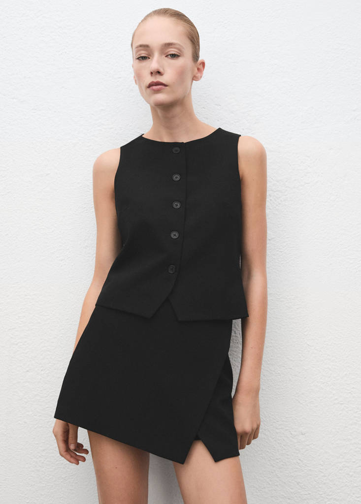 Suit waistcoat with buttons — Black