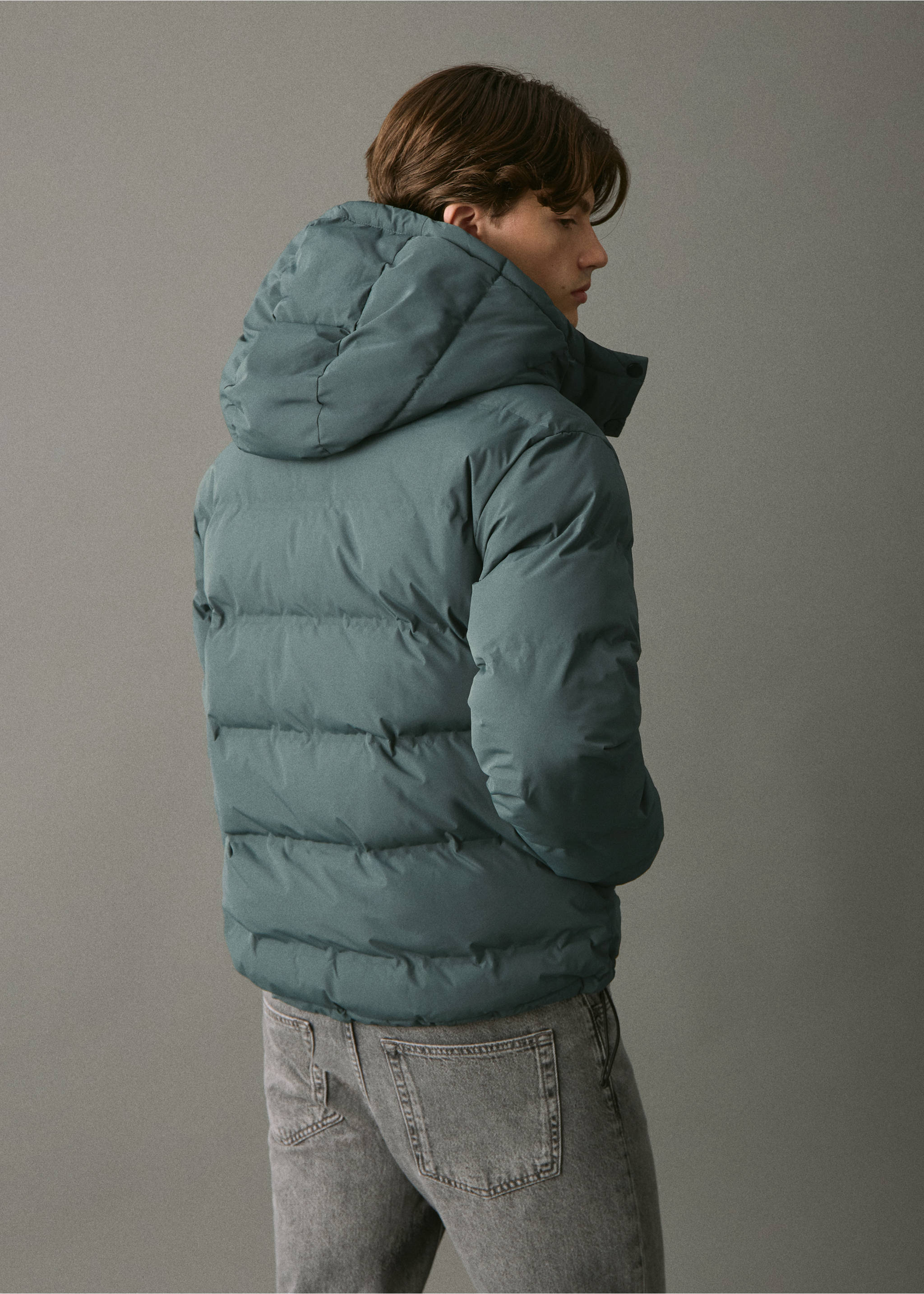 Anorak acolchado capucha - Reverso del artículo, Verde pastel. Ref: 17066720-00.