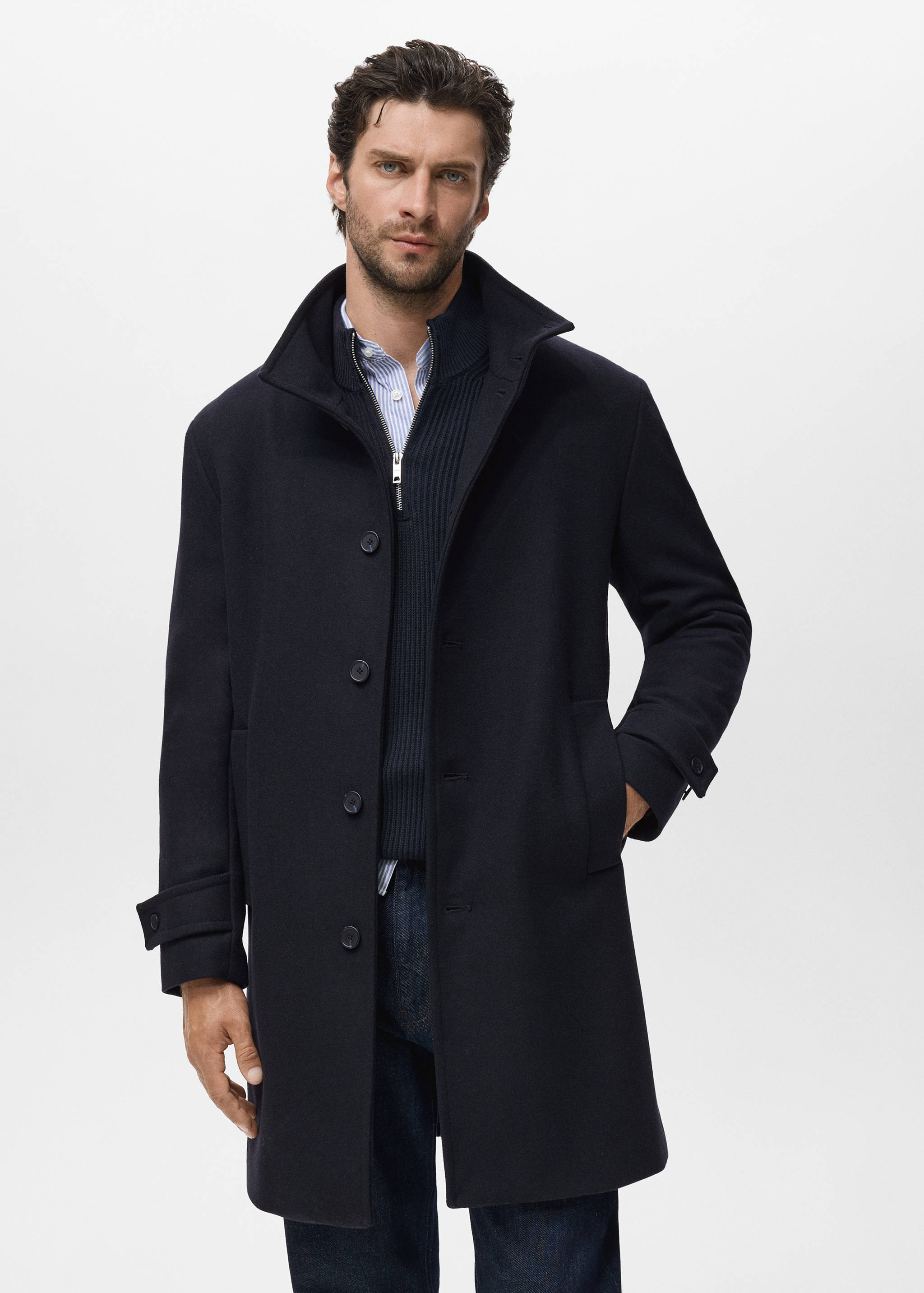 Wool funnel neck coat - Medium plane