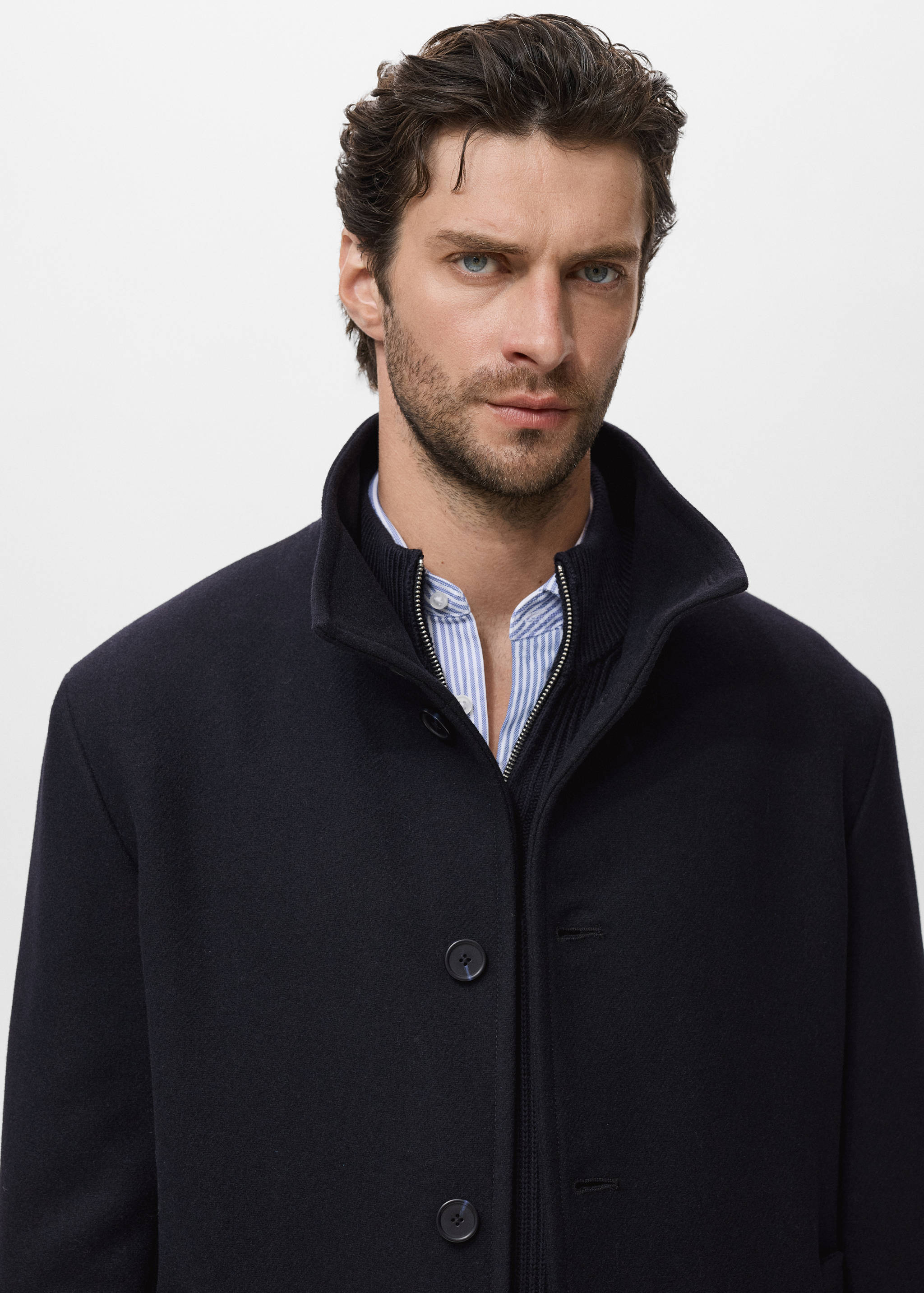 Wool funnel neck coat - Details of the article 1