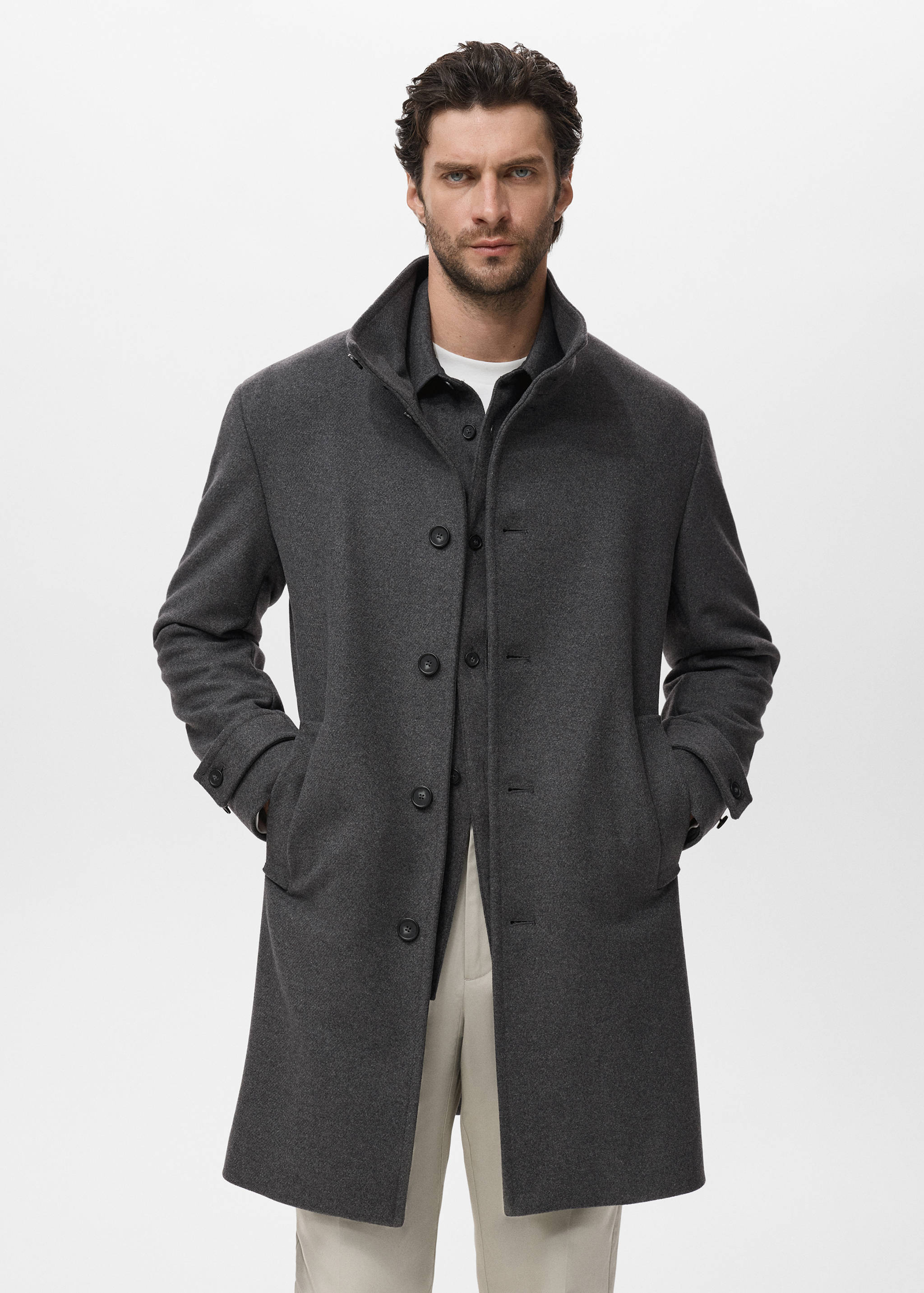 Wool funnel neck coat - Medium plane