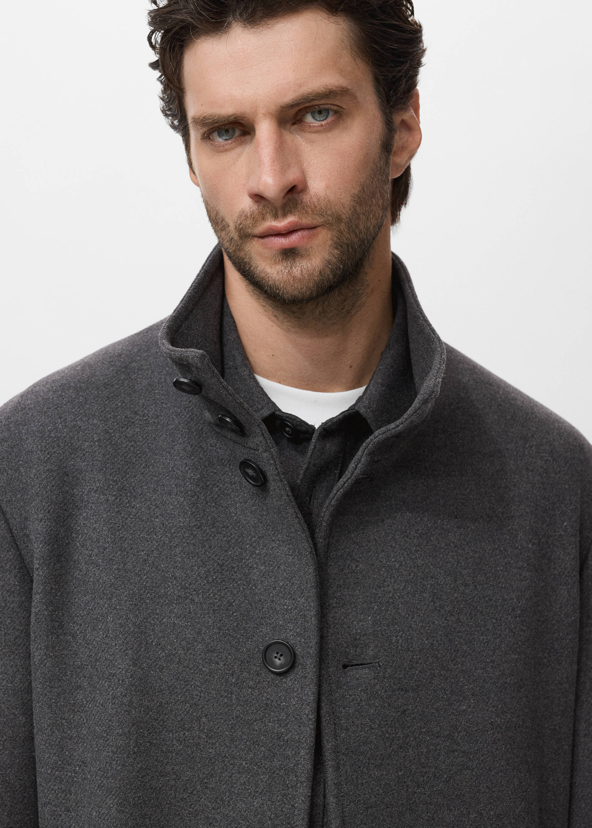 Wool funnel neck coat - Details of the article 1