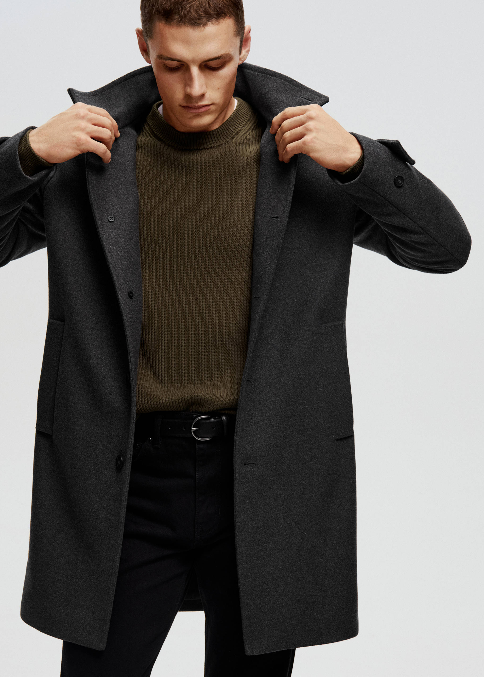 Wool funnel neck coat - Details of the article 3